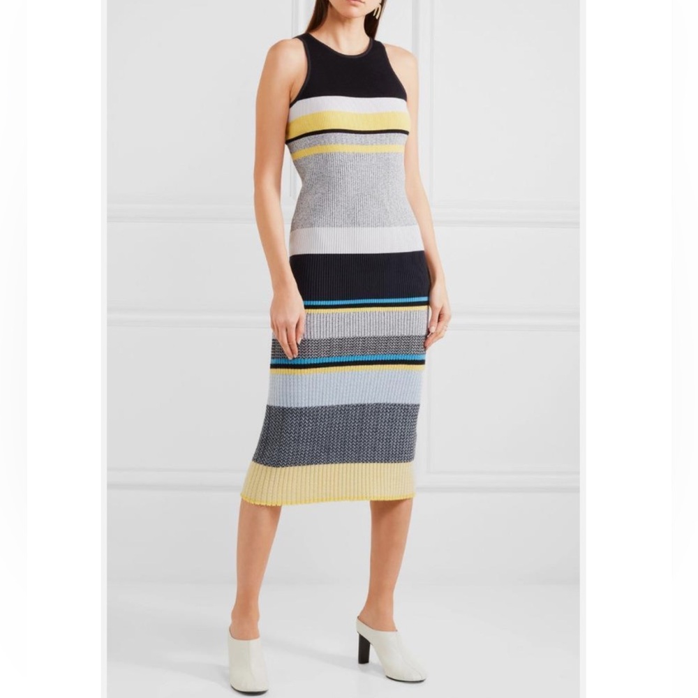Victoria Beckham Striped Sleeveless Knit Dress